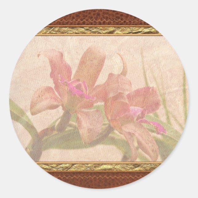 Orchid - geflicktes Rosa Runder Aufkleber (Vorderseite)