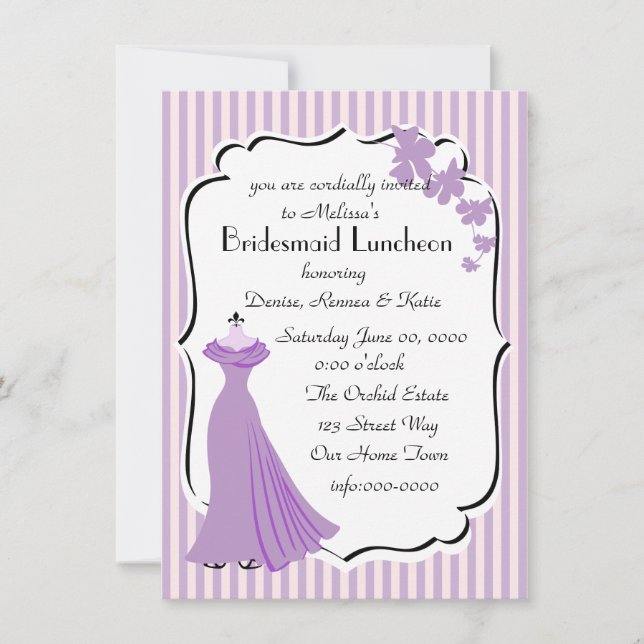 Orchid Gown Bridesmaid Card Einladung (Vorderseite)
