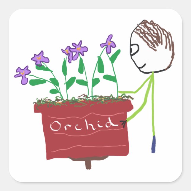 Orchid Growing Quadratischer Aufkleber (Vorderseite)