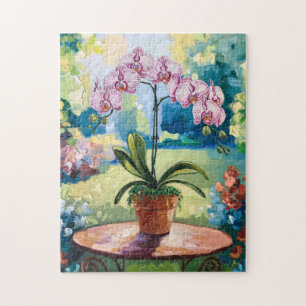 Orchid in einer Potmalerei Botanischer Kunst Puzzle