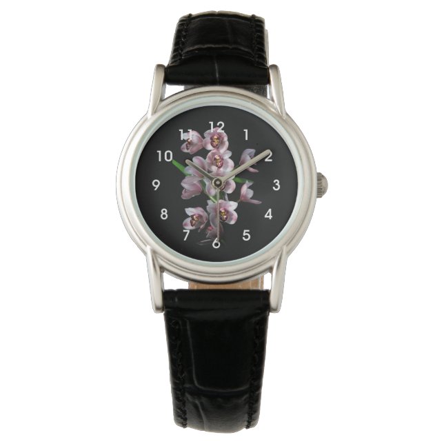 Orchid Insanity in schwarz Armbanduhr (Vorderseite)