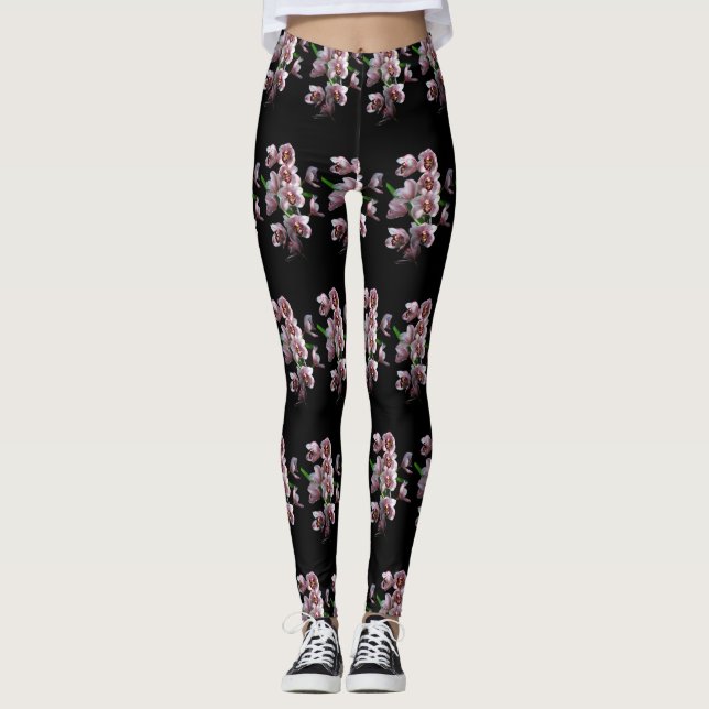 Orchid Insanity in schwarz Leggings (Vorderseite)