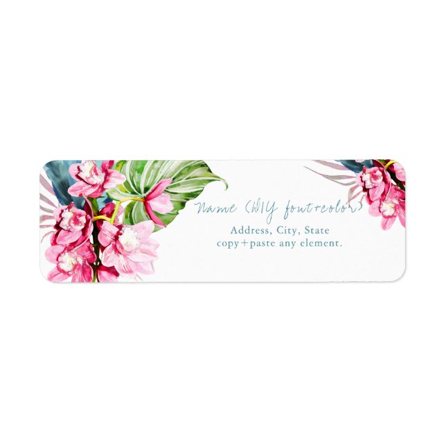 Orchid Isle, Watercolor Pink Orchid, Palm Hosta Ti (Vorne)