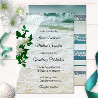 Orchid Lace Beach Hochzeit in Urlaubsort Einladung
