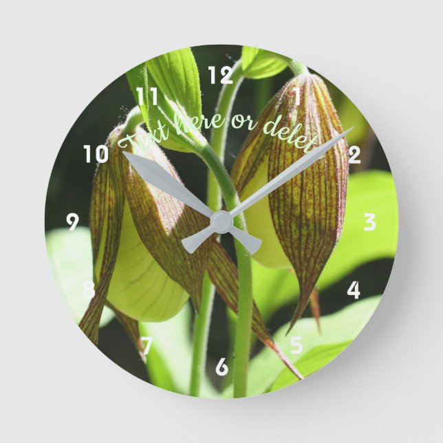 Orchid Lady Slipper Blume Pair Personalisiert Runde Wanduhr (Vorderseite)