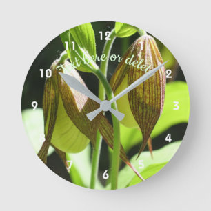 Orchid Lady Slipper Flower Pair Personalized Runde Wanduhr