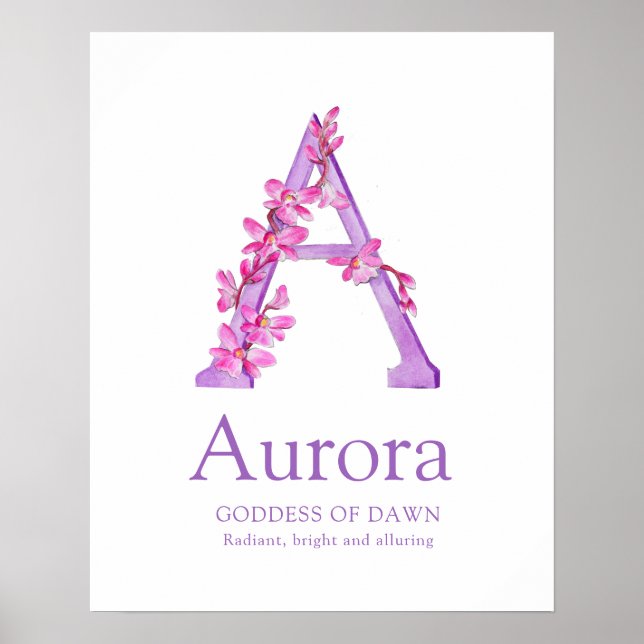 Orchid Letter A Aurora individuelle Name Poster (Vorne)