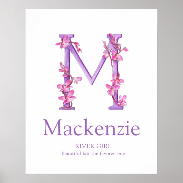 Orchid Letter M Mackenzie individuelle Name Poster (Vorne)