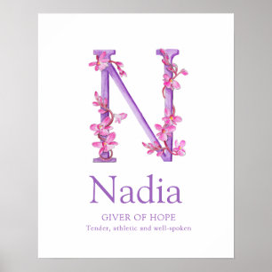 Orchid Letter N Nadia individuelle Name Poster