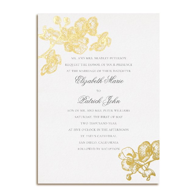 Orchid Liebe Pure formale Classic Heirloom Hochzei Folieneinladung (orchid wedding invitation formal modern classic traditional black tie heirloom 4 white)