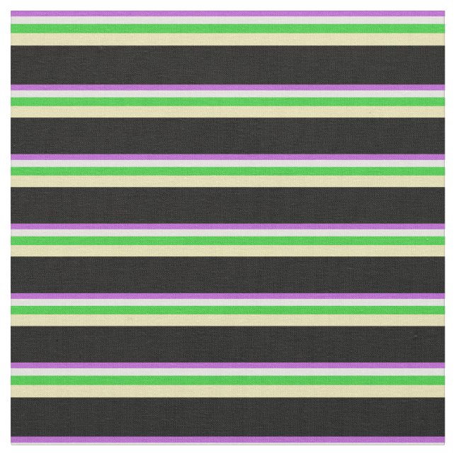 Orchid, Light Cyan, Lime Green, Tan & Black Lines Stoff (Nahaufnahme)