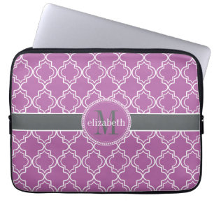 Orchid Lila marokkanisches Trellis Monogram Laptopschutzhülle
