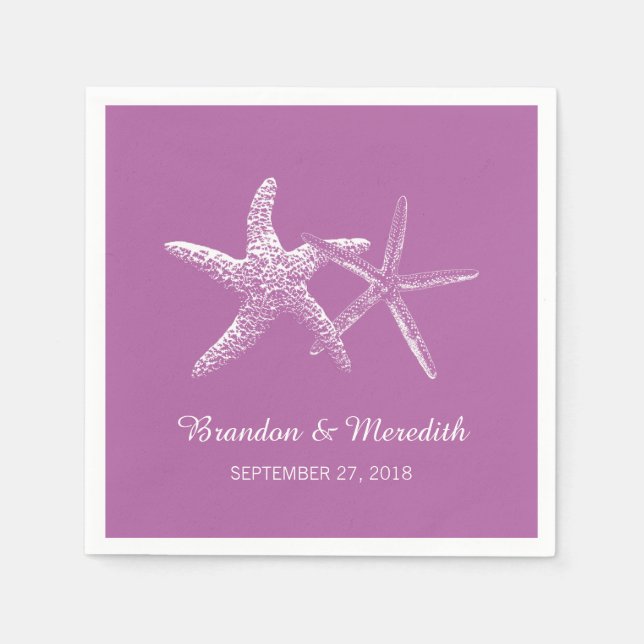 Orchid Lila Starfish Beach Wedding Napkins Serviette (Vorderseite)