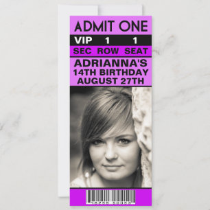 Orchid Lila VIP Foto Ticket Geburtstagsparty Einladung