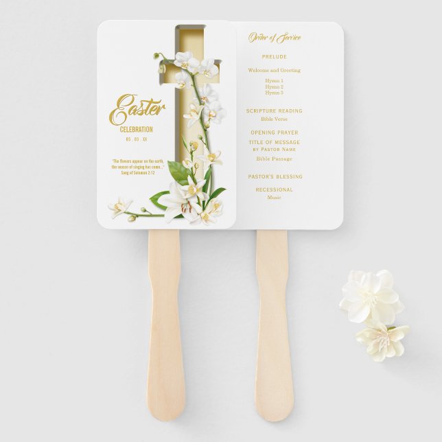 Orchid Lily Scripture Verse Hand Fan Fächer (Vorne und Hinten)