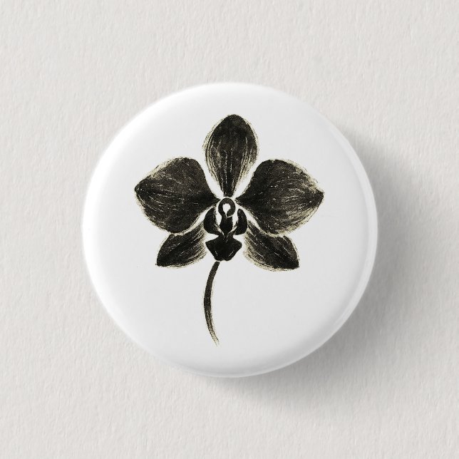 Orchid Line Zeichn - Tintenflordesign auf Button (Vorderseite)