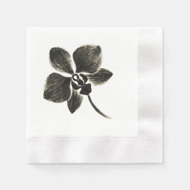 Orchid Line Zeichn - Tintenflordesign auf Serviette (Vorderseite)