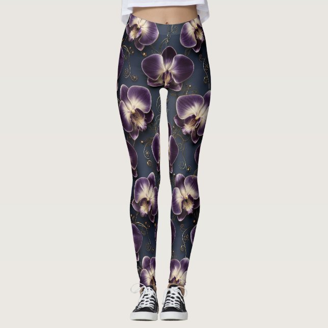 Orchid Luxury Pattern – Elegant Exotic Floral  Leggings (Vorderseite)