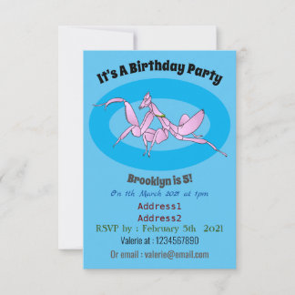 Orchid mantis Cartoon Illustration Einladung