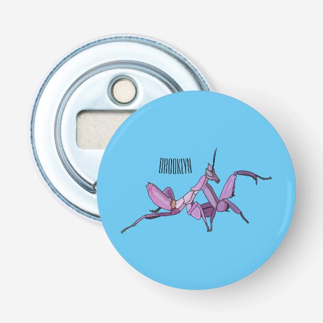 Orchid mantis Cartoon Illustration Flaschenöffner (Vorderseite)