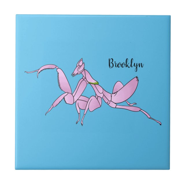 Orchid mantis Cartoon Illustration Fliese (Vorderseite)