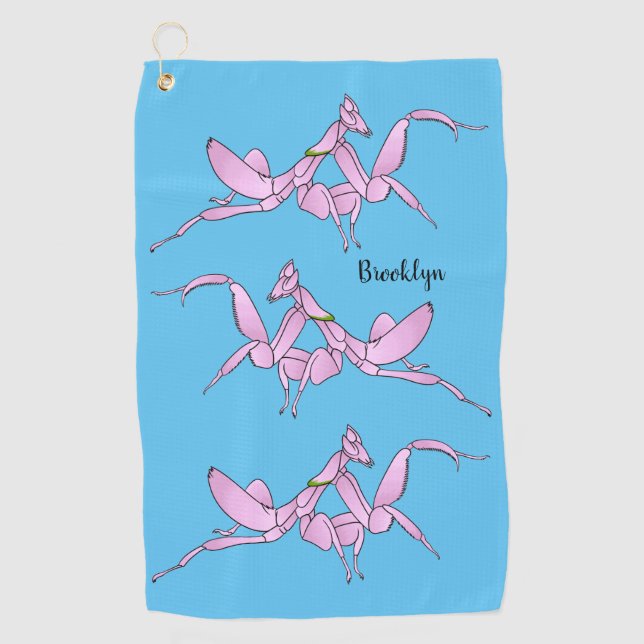 Orchid mantis Cartoon Illustration Golfhandtuch (Vorderseite)