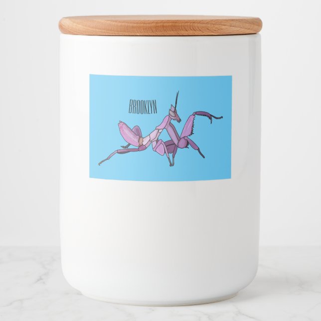 Orchid mantis Cartoon Illustration Lebensmitteletikett (Vorderseite)