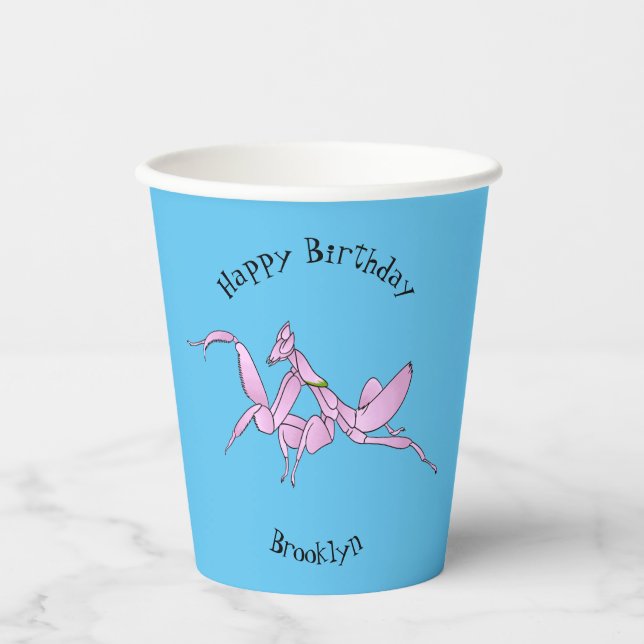 Orchid mantis Cartoon Illustration Pappbecher (Vorderseite)