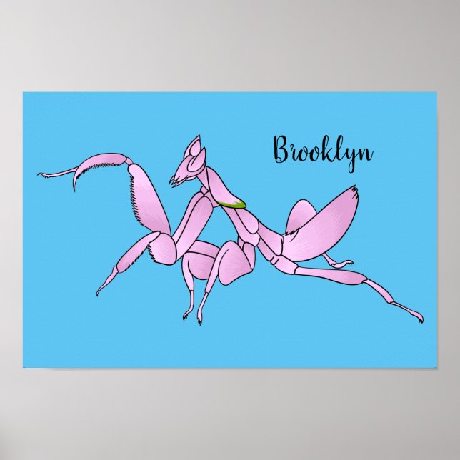 Orchid mantis Cartoon Illustration Poster (Vorne)