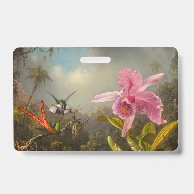 Orchid mit zwei Hummingbirds Heade Ausweis (Vorderseite)