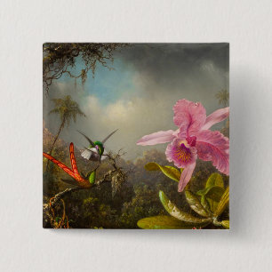 Orchid mit zwei Hummingbirds Heade Button