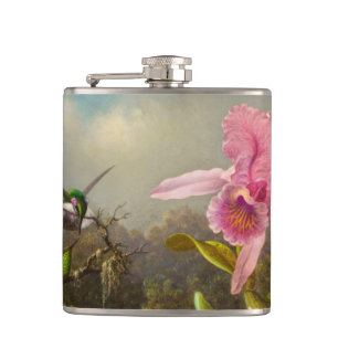 Orchid mit zwei Hummingbirds Heade Flachmann