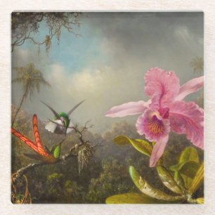 Orchid mit zwei Hummingbirds Heade Glasuntersetzer