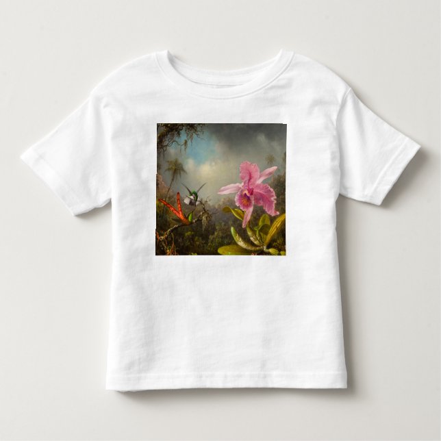 Orchid mit zwei Hummingbirds Heade Kleinkind T-shirt (Vorderseite)