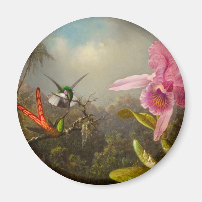 Orchid mit zwei Hummingbirds Heade Magnet (Vorne)