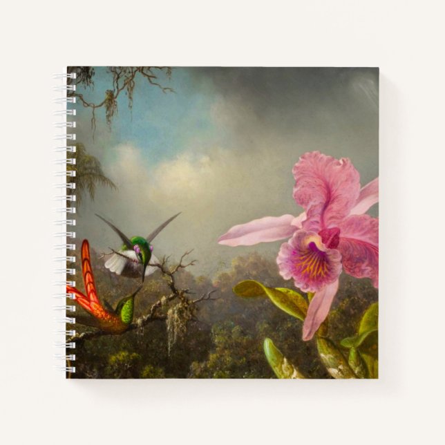 Orchid mit zwei Hummingbirds Heade Notizbuch (Vorderseite)