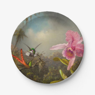 Orchid mit zwei Hummingbirds Heade Pappteller