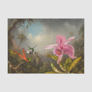 Orchid mit zwei Hummingbirds Heade Seidenpapier