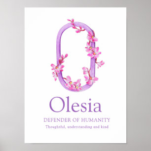 Orchid Monogramm Buchstabe O Olesia Poster