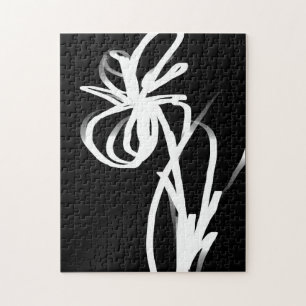 Orchid Noir: Abstrakt Schwarz & Weiß Puzzle