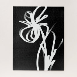 Orchid Noir: Abstrakt Schwarz & Weiß Puzzle