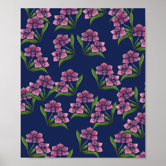Orchid Pattern Garden von Orchideen Poster (Vorne)