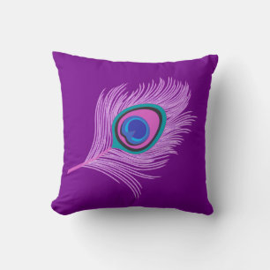 Orchid Peacock Feather auf Amethyst Lila Kissen
