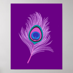 Orchid Peacock Feather auf Amethyst Lila Poster