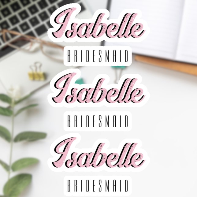 Orchid Pink 3D Funny Name Bridesmaid Aufkleber (Von Creator hochgeladen)