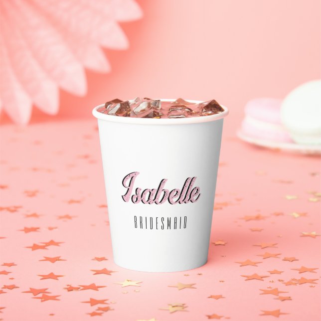 Orchid Pink 3D Funny Name Bridesmaid Pappbecher (Insitu)