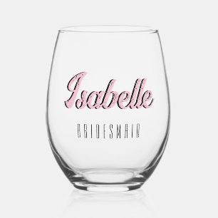Orchid Pink 3D Funny Name Bridesmaid Weinglas Ohne Stiel