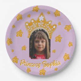 Orchid Pink Princess Crown Floral Photo Birthday Pappteller