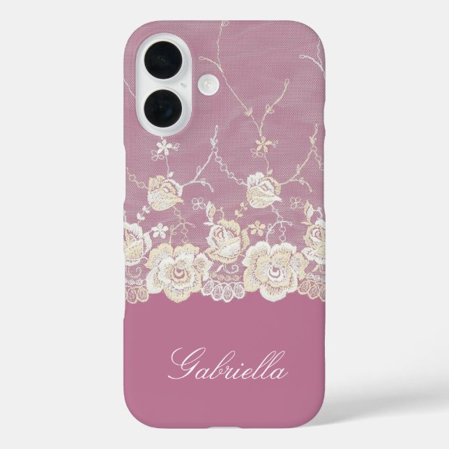 Orchid Pink White Lace Floral Case-Mate iPhone Hülle (Rückseite)