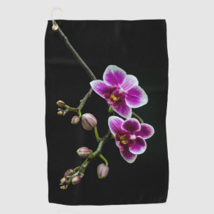 Orchid pinkfarbene weiße Farbe auf schwarz blass s Golfhandtuch